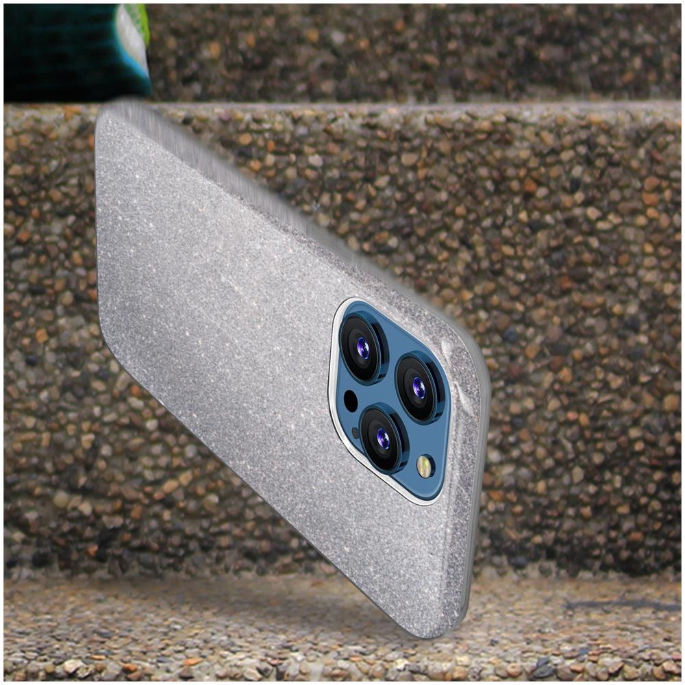 Cover Iphone 13 Pro Max Silicone Semi-rigido Con Paillette Amovibili Argento - Foto 2