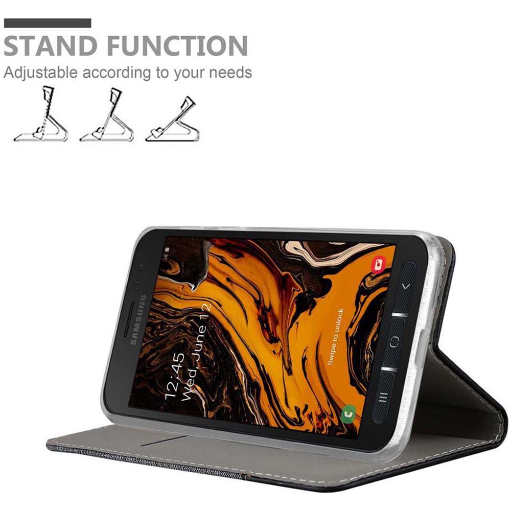 Custodia Compatibile Con Samsung Galaxy Xcover 4s In Grigio Nero - Coperchio Protettiva Con Chiusura Magnetica, Funzione Stand E Tasca Per Le Carte - Foto 2