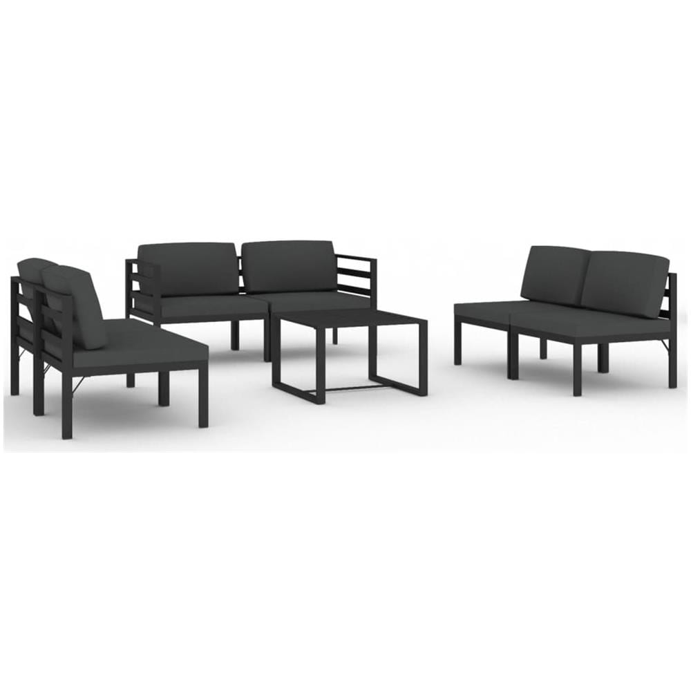 Set Divani Da Giardino 7 Pz Con Cuscini In Alluminio Antracite - Foto 2