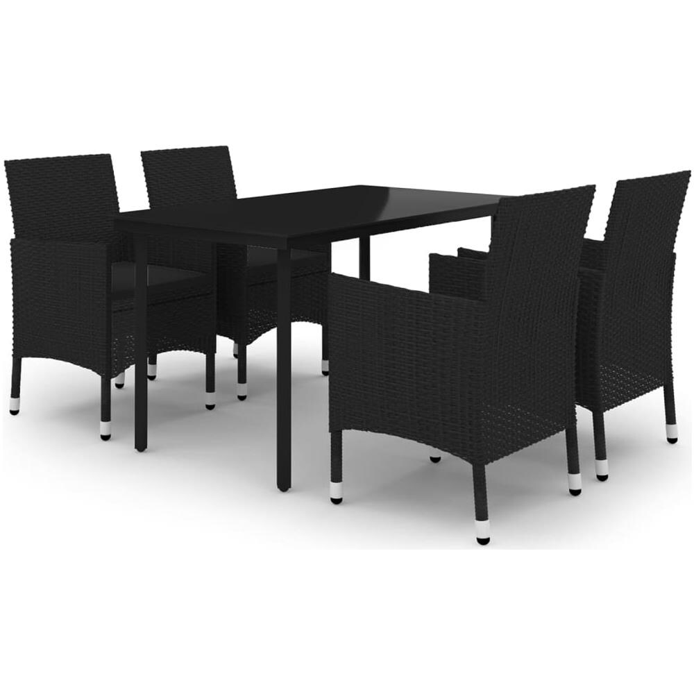 Set Da Pranzo Da Giardino 5 Pz Con Cuscini Polyrattan E Vetro - Foto 2