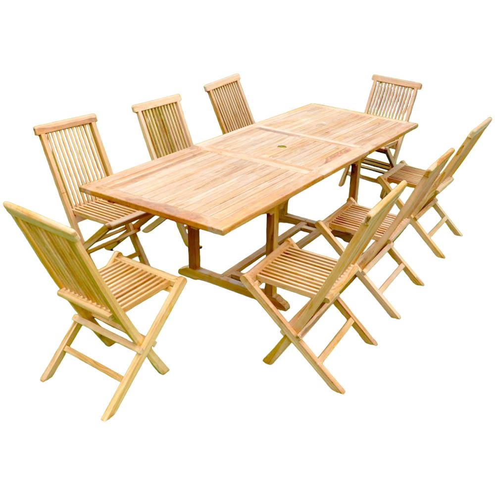 Set Di Mobili Da Giardino In Teak Massiccio Per 8-10 Persone - Tavolo Rettangolare + 8 Sedie Kajang - Foto 8