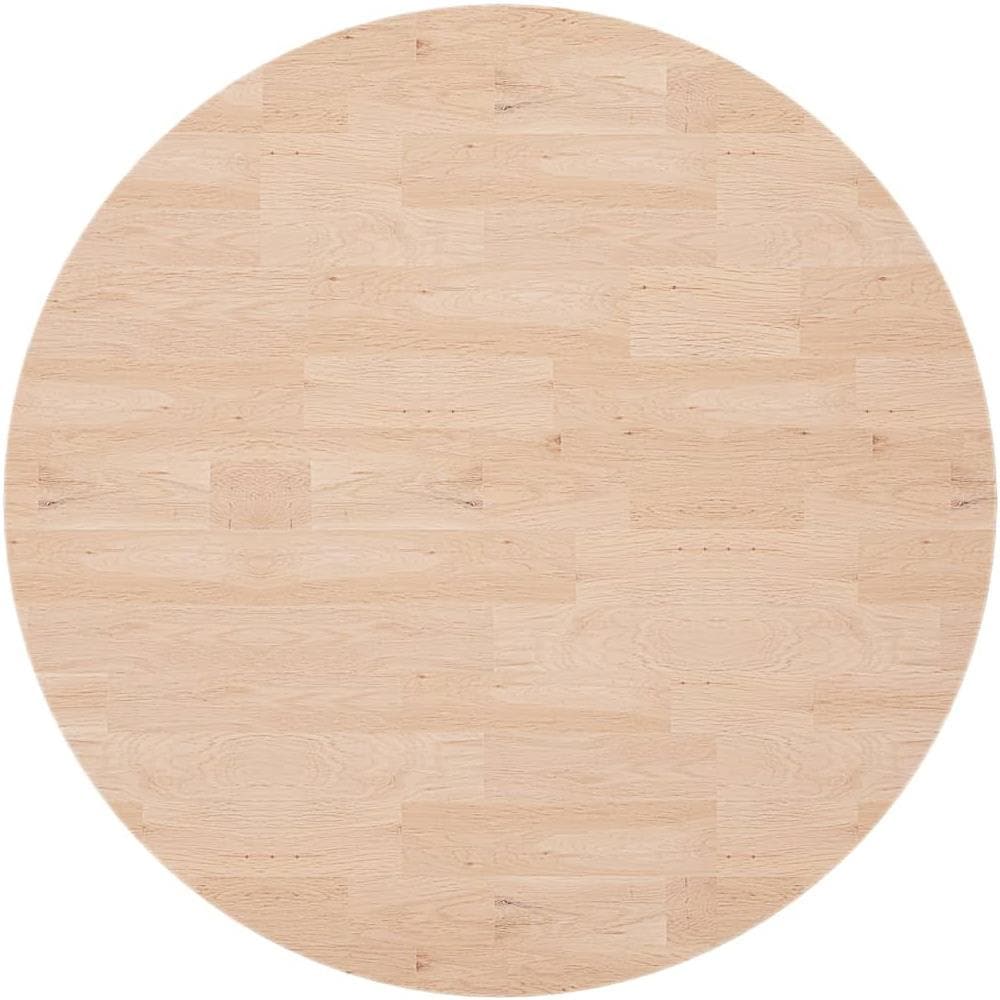 Piano Tavolo Rotondo 90x4 Cm Massello Di Rovere Non Trattato - Foto 2