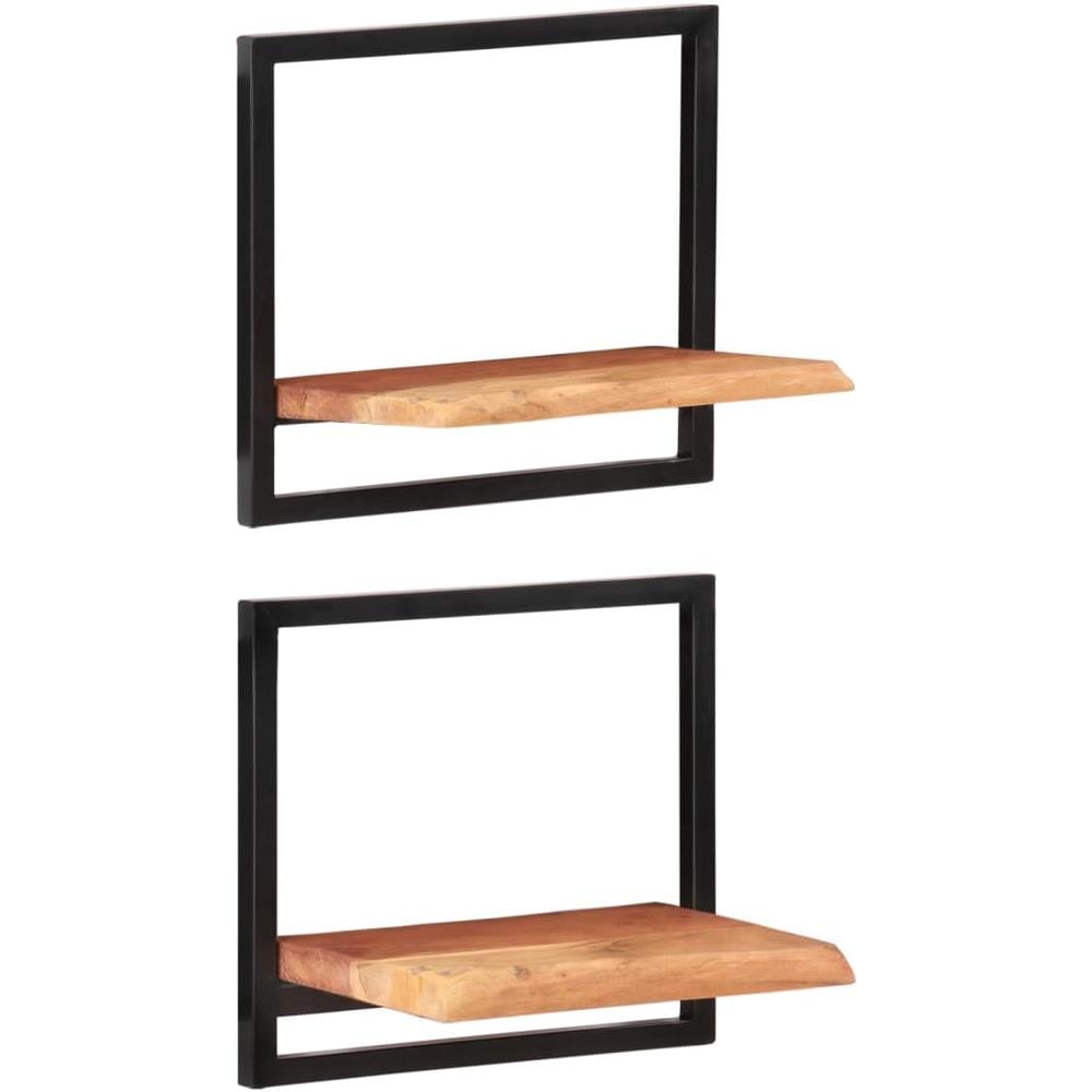 Mensole Parete 2 Pz 40x24x35 Cm Legno Massello Acacia E Acciaio - Foto 1