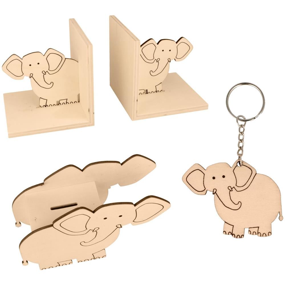 4 Decorazioni In Legno Per La Cameretta Dei Bambini - Elefante - Foto 1