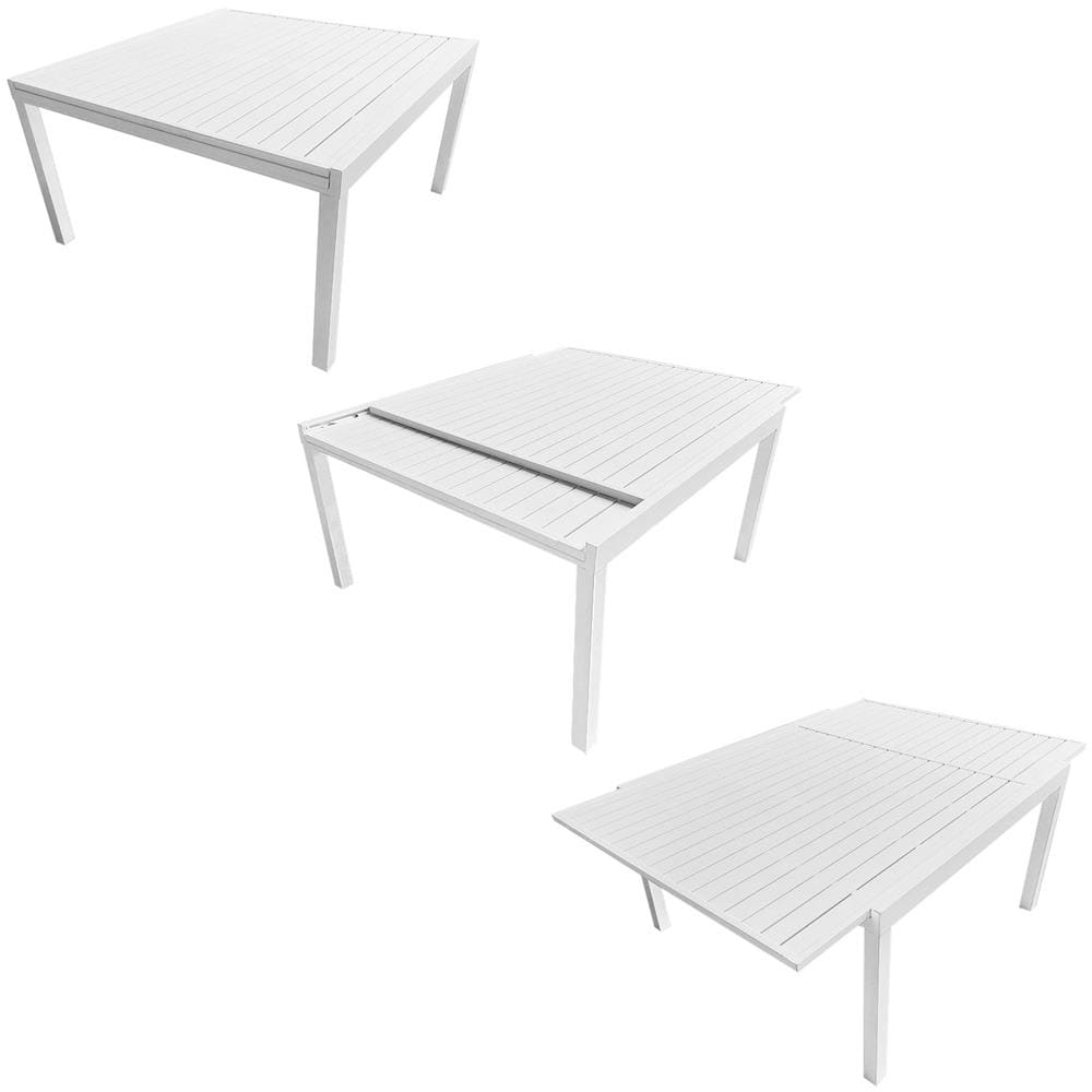 Veneziaset Di Mobili Da Giardino Estensibili In Textilene Grigio 140/200 - Alluminio Bianco - Foto 2