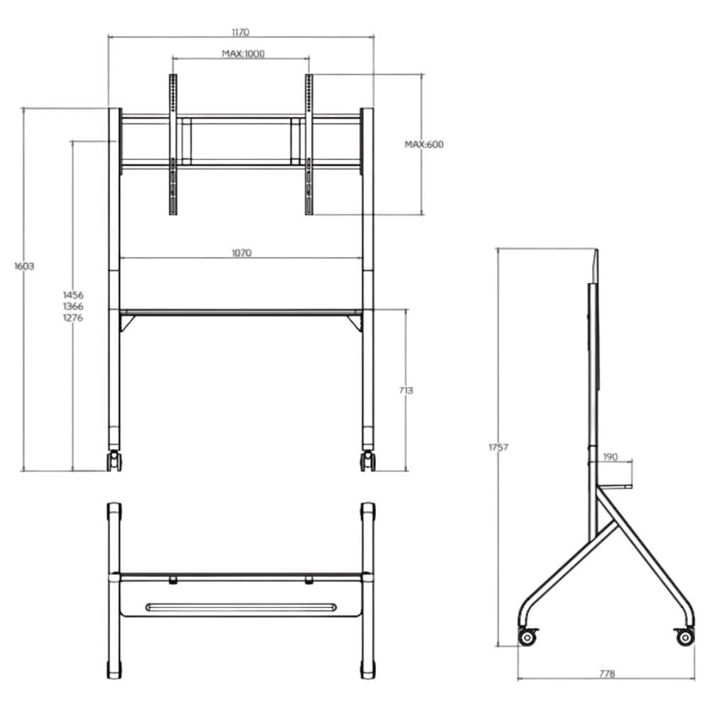 Supporto Mobile Da Pavimento Multifunzione Per Tv Lcd /led /plasma 65-100'' Nero - Foto 2