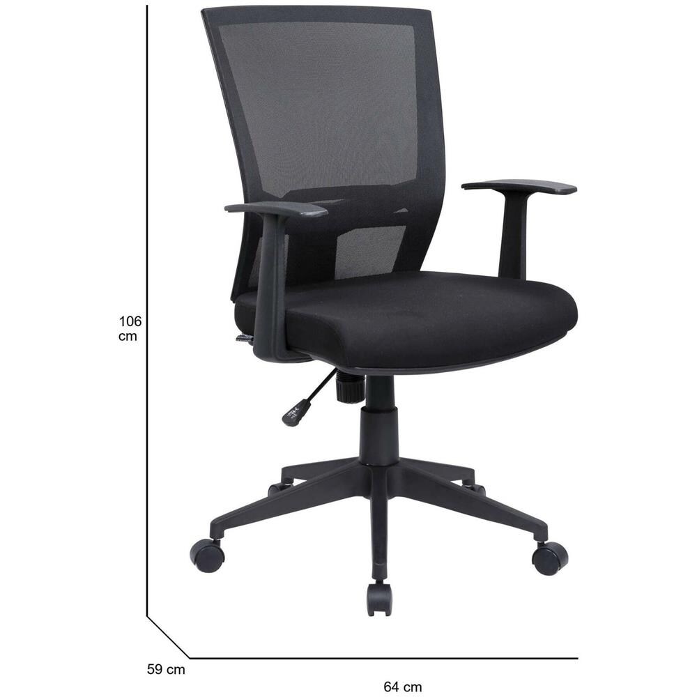 Sedia Da Ufficio Palmerston, Poltrona Direzionale A Rete Con Braccioli, Seduta Ergonomica Da Ufficio, 59x64h96/106 Cm, Nero - Foto 2