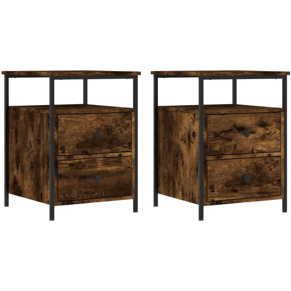 Comodini 2 Pz Rovere Fumo 44x45x60 Cm In Legno Multistrato - Foto 2