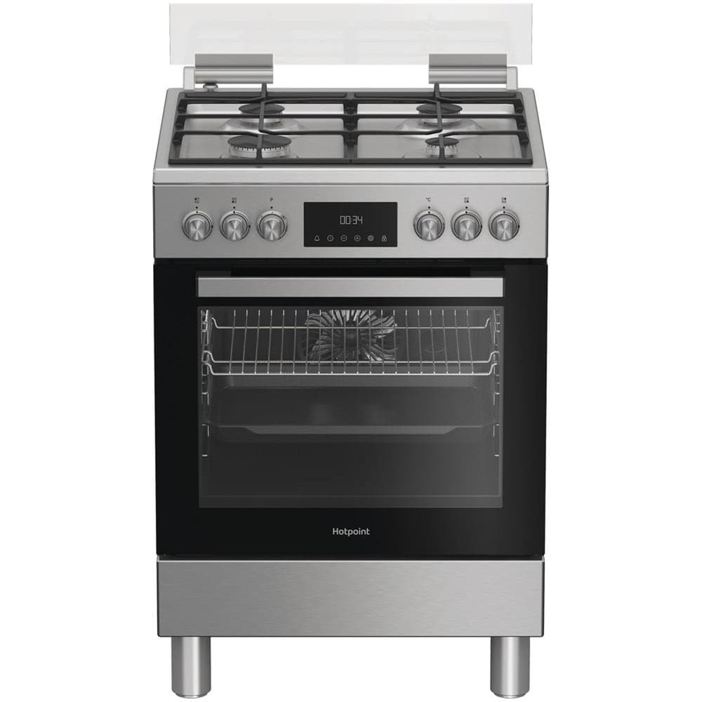Ariston H6G5LMX cucina a libera installazione, 60x60cm, piano gas, forno elettrico ventilato, grill elettrico, 73 Lt, classe A, Inox - Foto 1