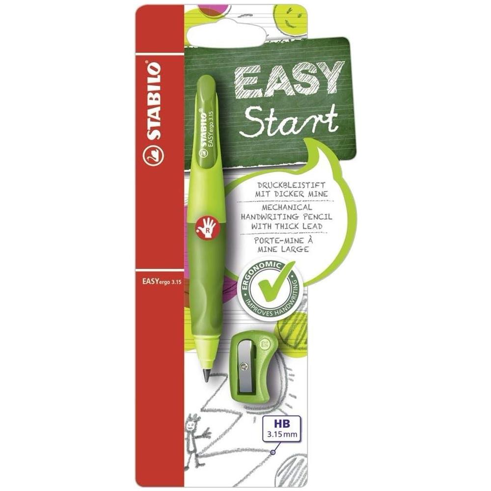 EASYergo 3.15 - Matita a scatto Ergonomica - Verde Chiaro /Scuro per Destrimani - con mina 3.15 mm gradazione HB e temperino - Foto 1