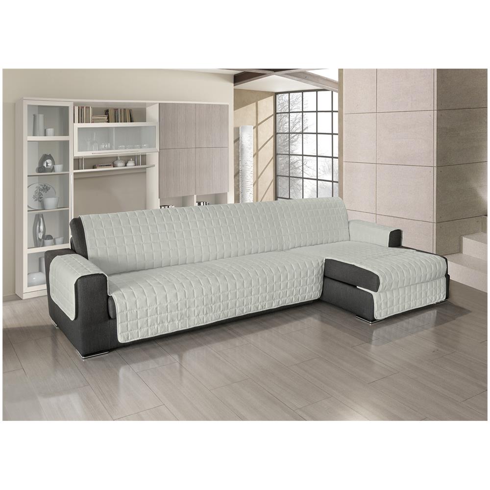 Copridivano Trapuntato Per Divani Con Penisola In Tinta Unita Colore Panna 190-195 Cm Panna - Foto 5