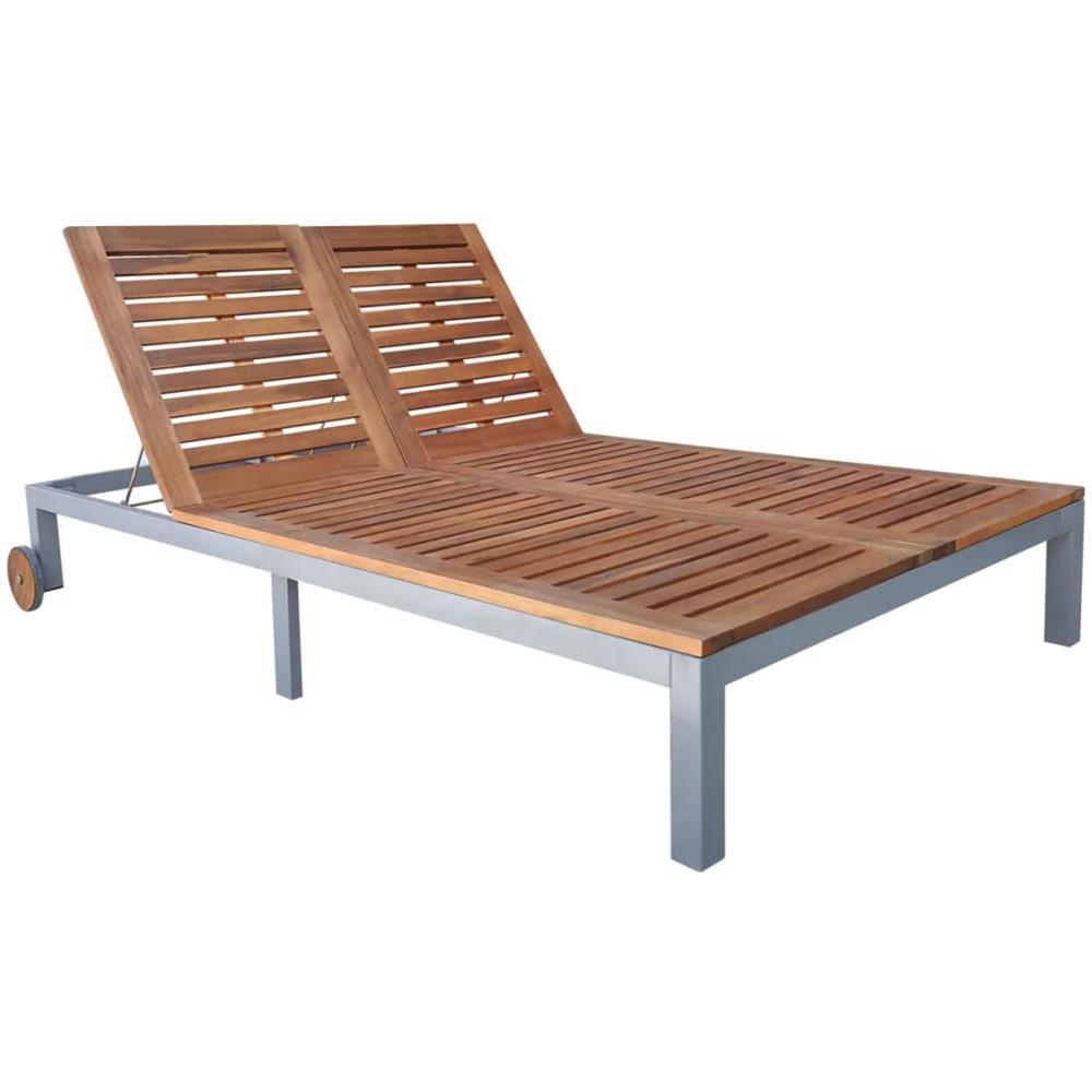 Lettino Prendisole Doppio in Massello di Acacia - Foto 1