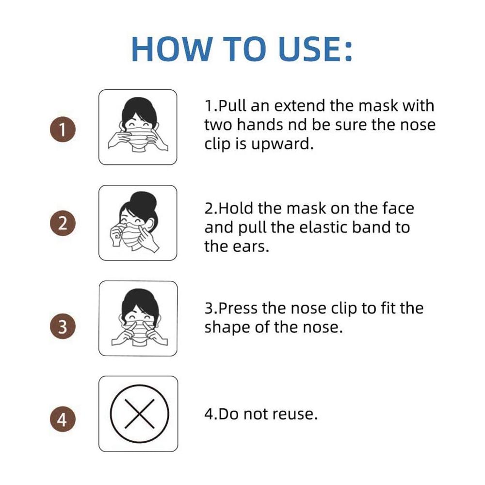 100pezzi Maschera Monouso, Con Orecchini Elastici Maschera Di Sicurezza Per Protezione Da Polveri Tre Strati Maschera Tessuto Non Tessuto - Foto 2
