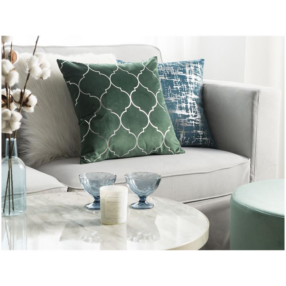 Set Di 2 Cuscini Decorativi Geometrico 45x45cm Verde Alyssum - Foto 2