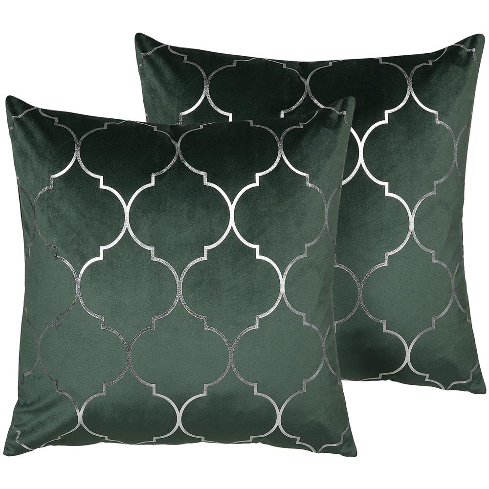 Set Di 2 Cuscini Decorativi Geometrico 45x45cm Verde Alyssum - Foto 1