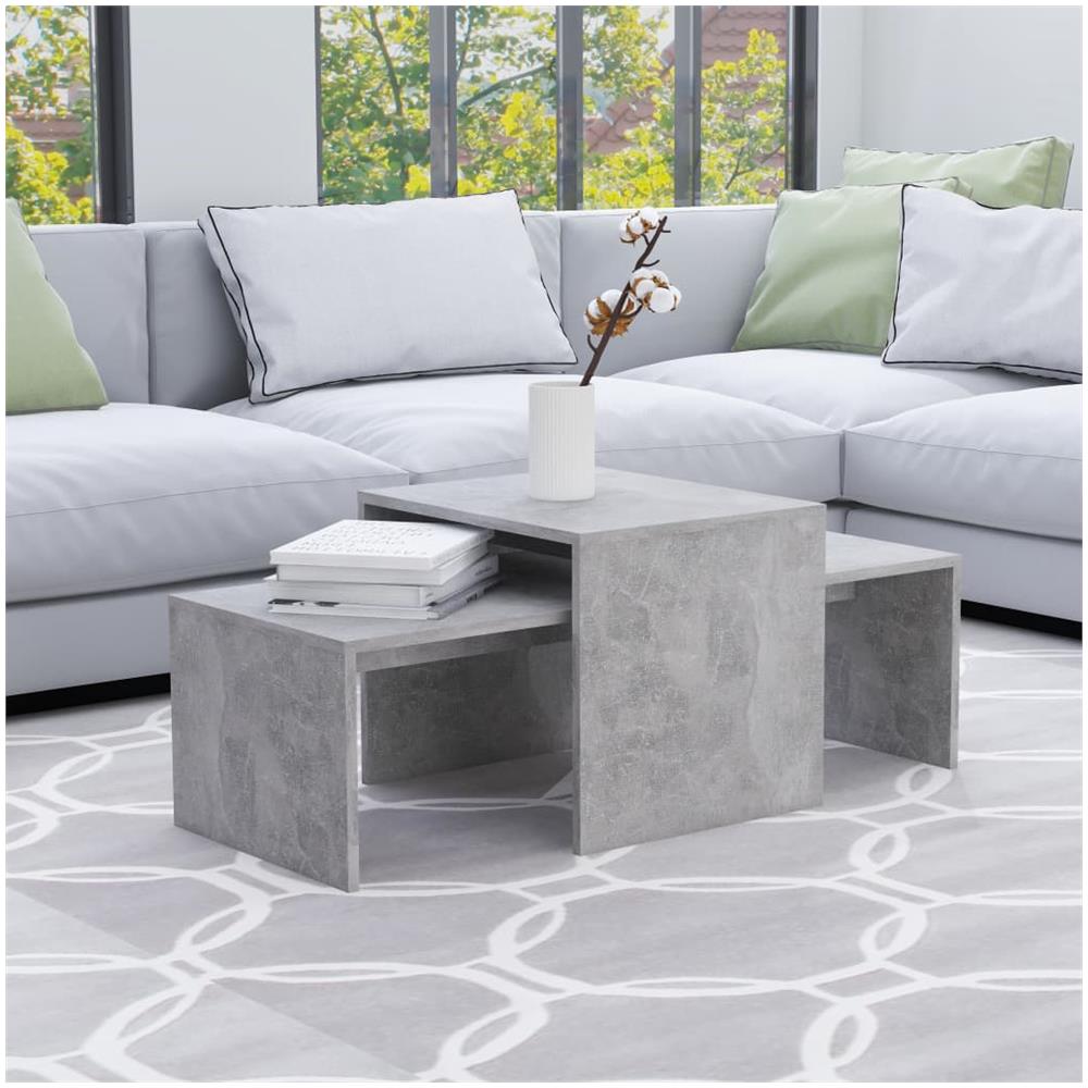 Set Tavolini da Salotto Grigio Cemento 100x48x40 cm Multistrato - Foto 1
