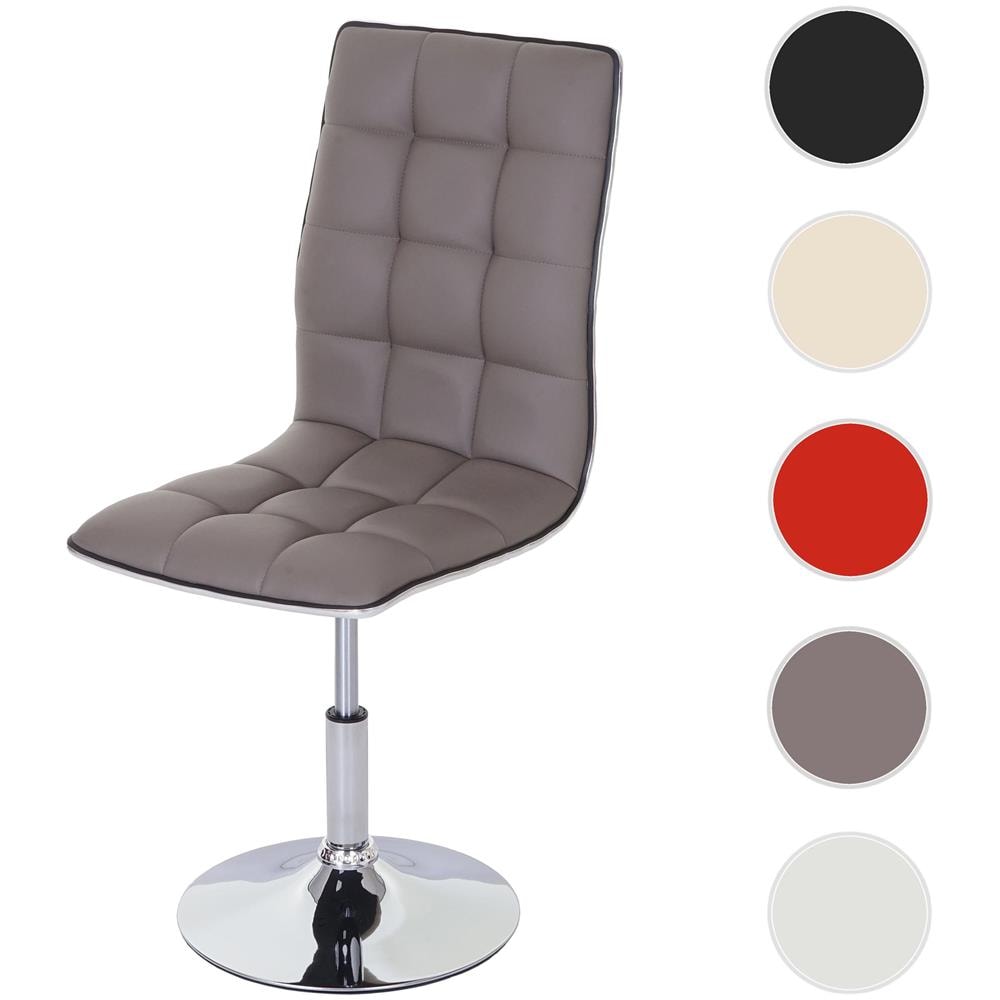 Sedia Da Pranzo Moderna Mendler HWC-C41 - Ecopelle Avorio, Base Cromata, Altezza Regolabile, Carico Max 120 Kg