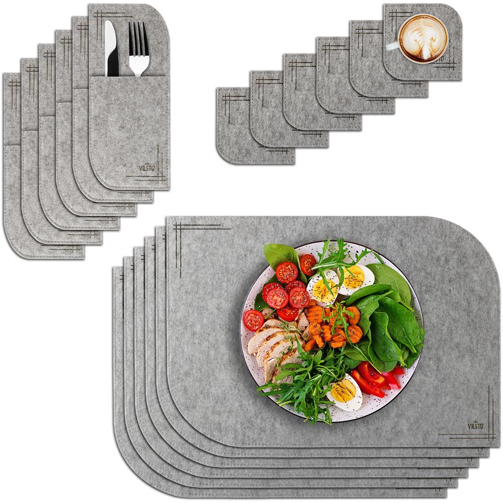 Tovagliette Colazione 18 Pezzi, Tovagliette Americana Lavabili, Tovagliette Non-scivolose Resistenti Al Calore, Tovagliette Per Tavolo Da Casa E Cucina, Grigio Chiaro - Foto 1