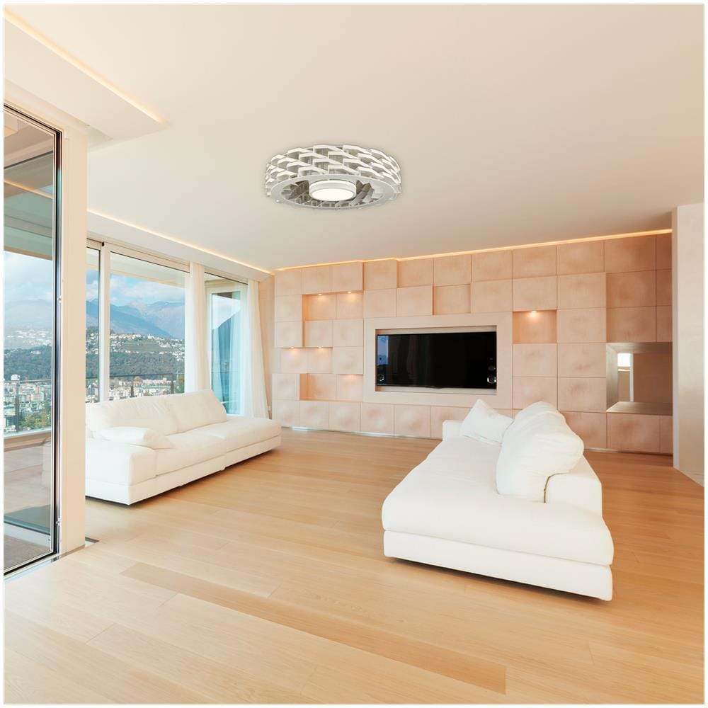 -1000757 Bianco Ventilatore Da Soffitto Wifi Senza Pale Doppio Led 36+15w Telecomando - Foto 2