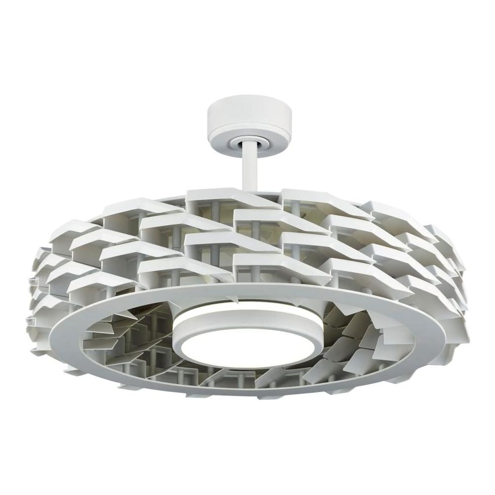 -1000757 Bianco Ventilatore Da Soffitto Wifi Senza Pale Doppio Led 36+15w Telecomando - Foto 1