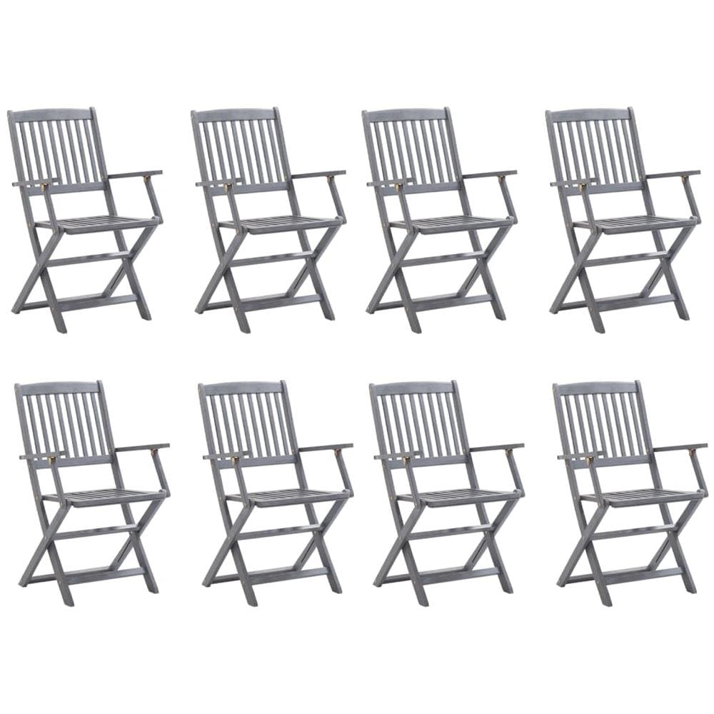 Sedie da Giardino Pieghevoli 8 pz con Cuscini Massello Acacia - Foto 2