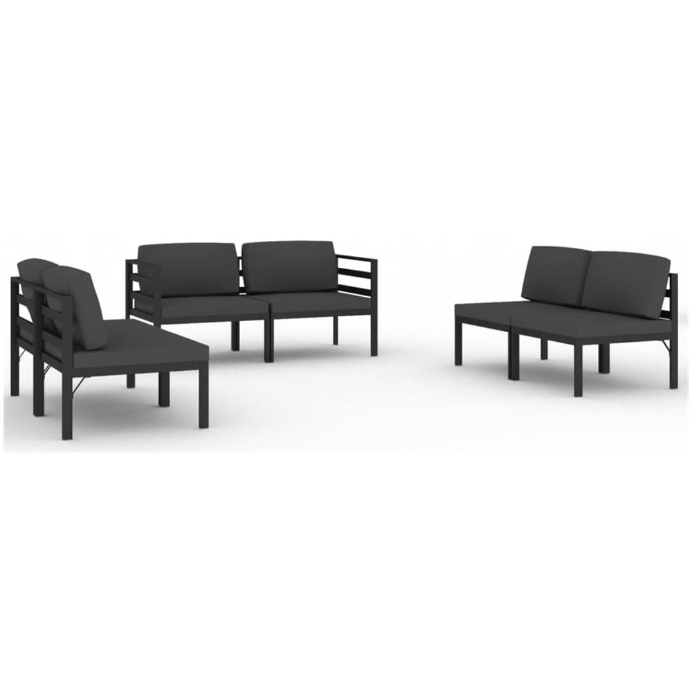 Set Divani Da Giardino 6 Pz Con Cuscini In Alluminio Antracite - Foto 2