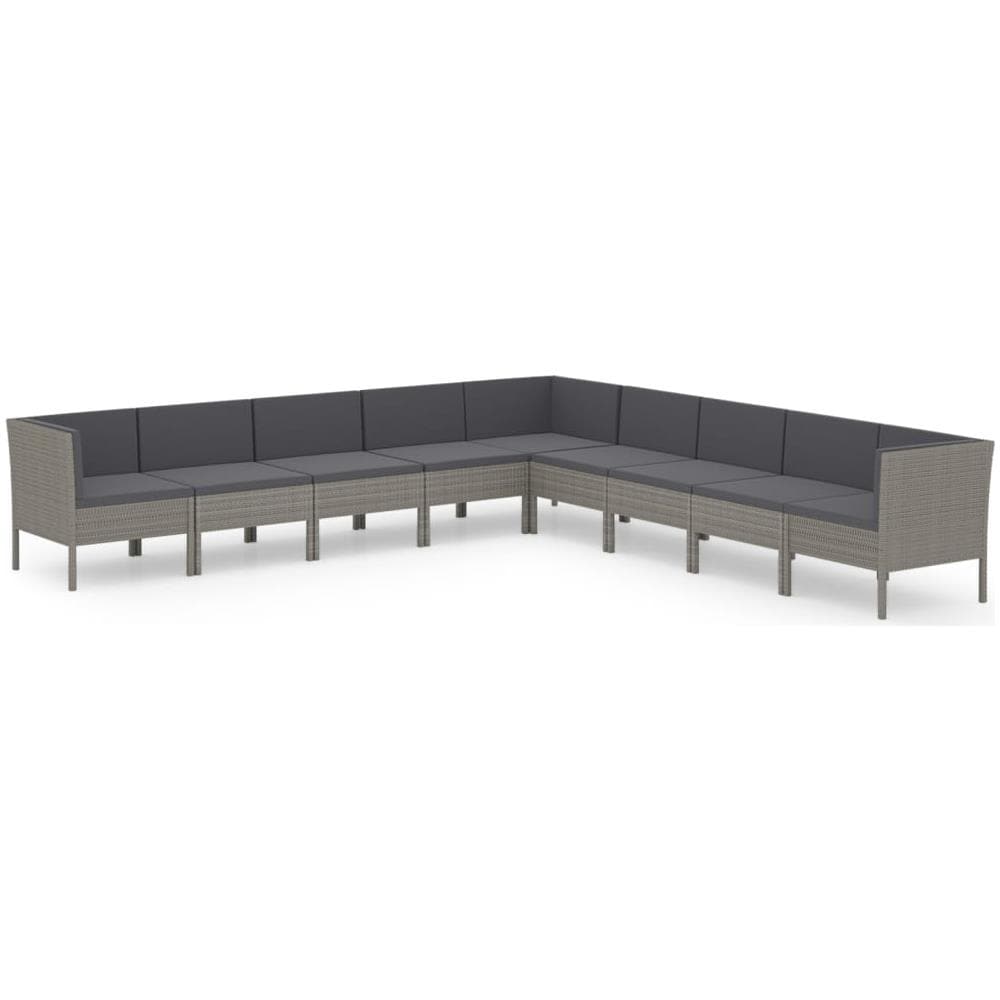 Set Divani Da Giardino 9 Pz Con Cuscini In Polyrattan Grigio - Foto 1