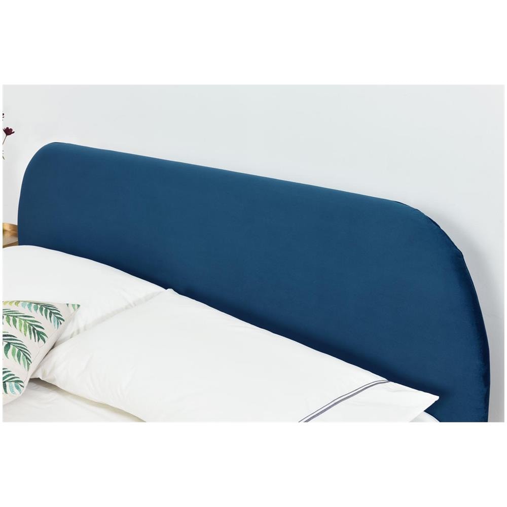 Phoenix Struttura Letto In Velluto Blu E Ottone 140x190 Cm - Foto 8