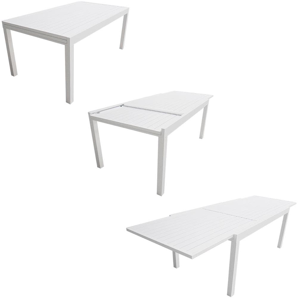 Veneziaset Di Mobili Da Giardino Estensibili In Textilene Grigio 180/300 - Alluminio Bianco - Foto 2