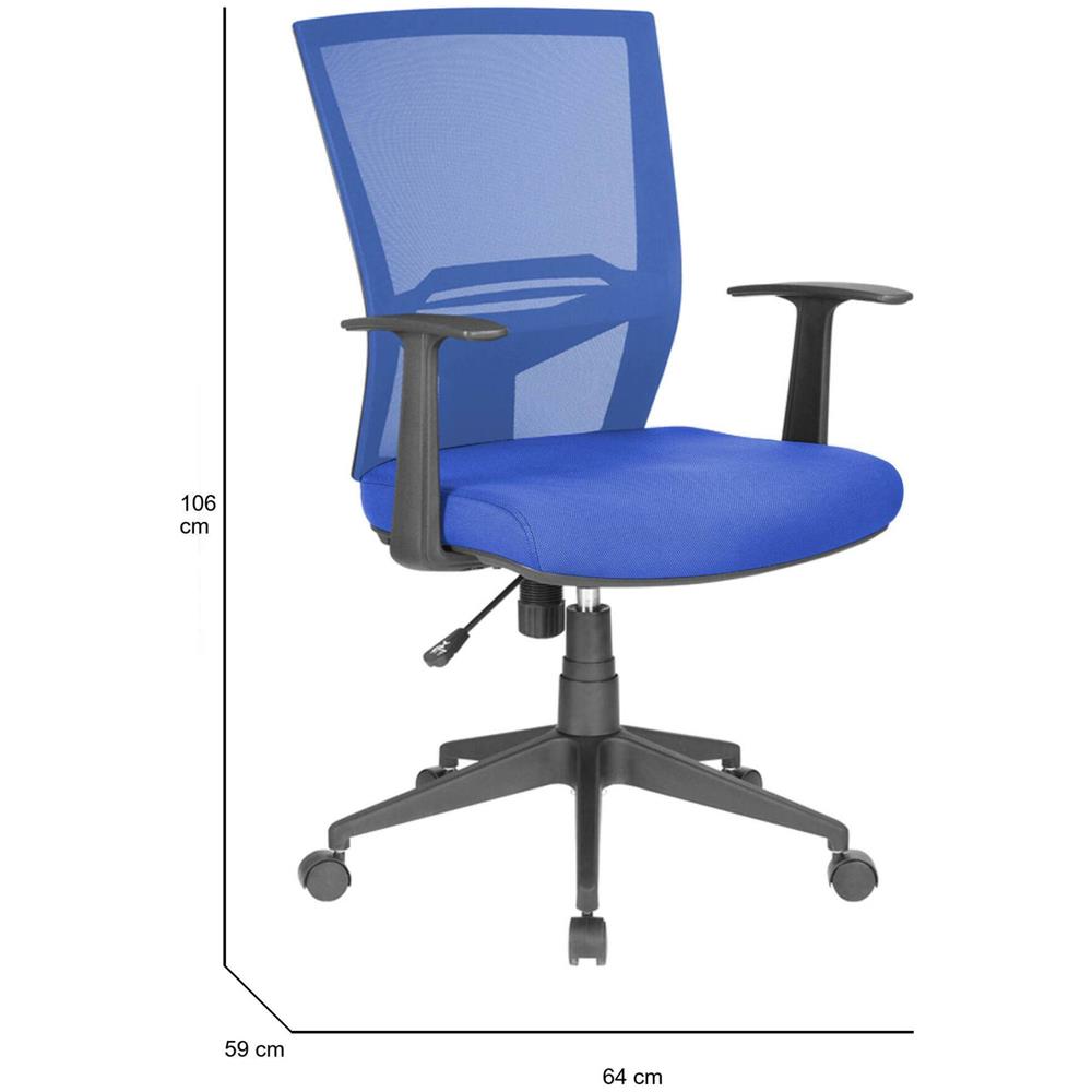 Sedia Da Ufficio Palmerston, Poltrona Direzionale A Rete Con Braccioli, Seduta Ergonomica Da Ufficio, 59x64h96/106 Cm, Blu - Foto 2