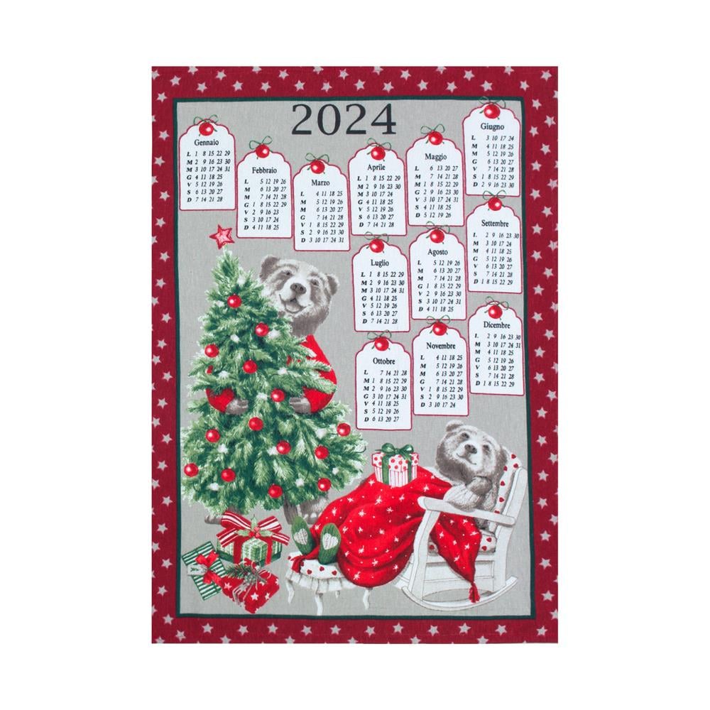 Set 6 Strofinaccio Asciugamano Cucina Natale Calendario In Cotone Made Italy - Foto 2