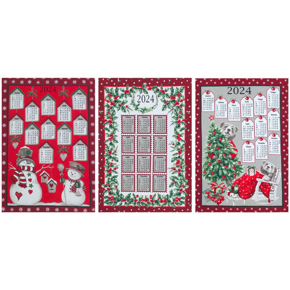 Set 6 Strofinaccio Asciugamano Cucina Natale Calendario In Cotone Made Italy - Foto 1