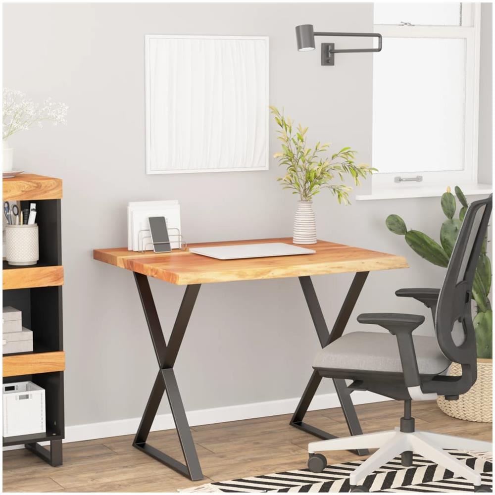 Piano Scrivania 80x80x2,5cm Quadrato Massello Acacia Bordi Vivi - Foto 1