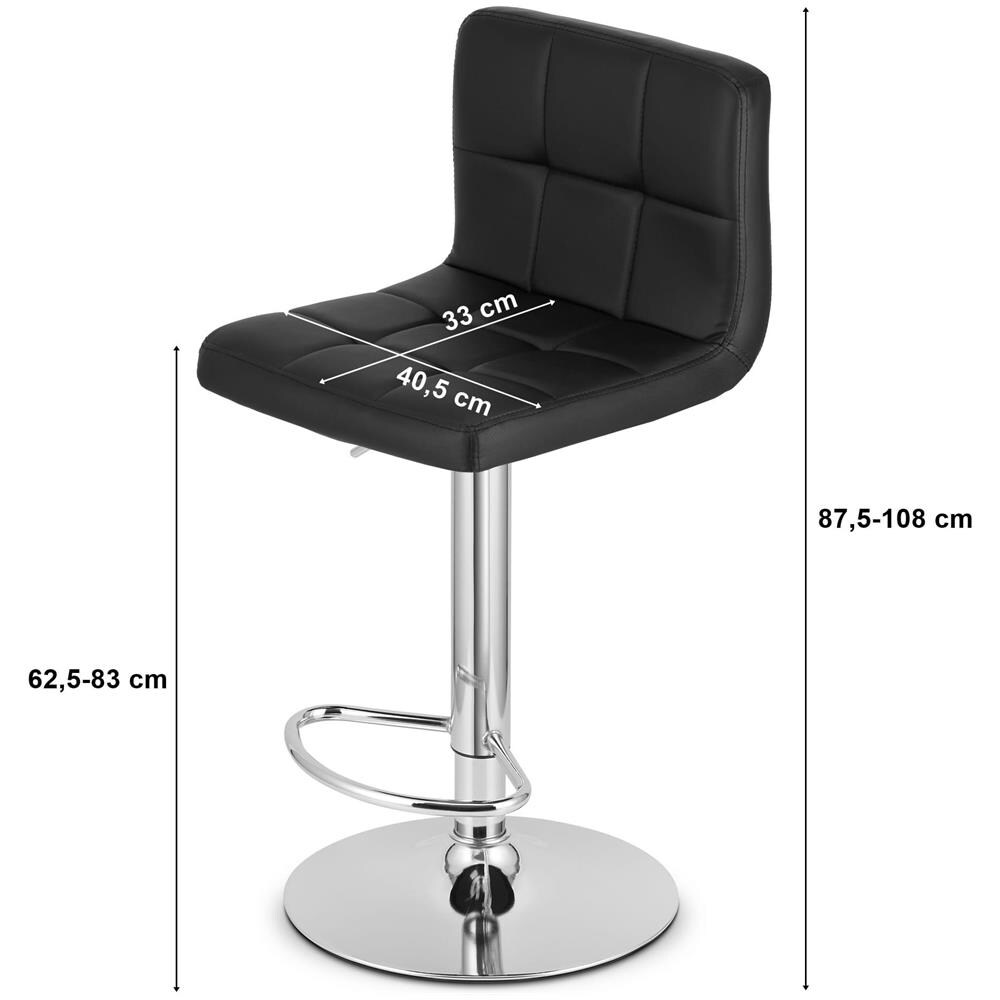 Sgabello girevole HAXU - Ecopelle nera con base cromata - Foto 2