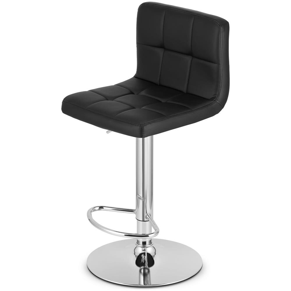 Sgabello girevole HAXU - Ecopelle nera con base cromata - Foto 6