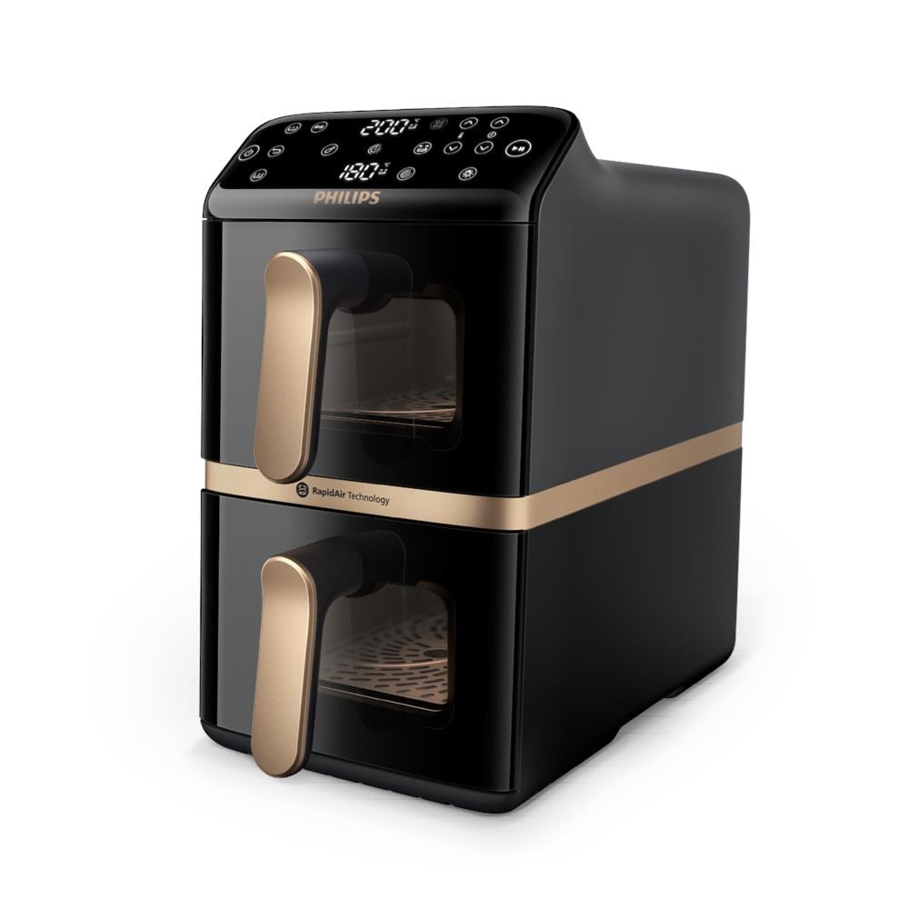 Serie 4000 Airfryer doppio cestello Verticale, Friggitrice ad aria da 10L, 13 metodi di cottura, Rivestimento ceramica PFAS Free, Pulizia in lavastoviglie, App ricette, NA462/70 - Foto 1