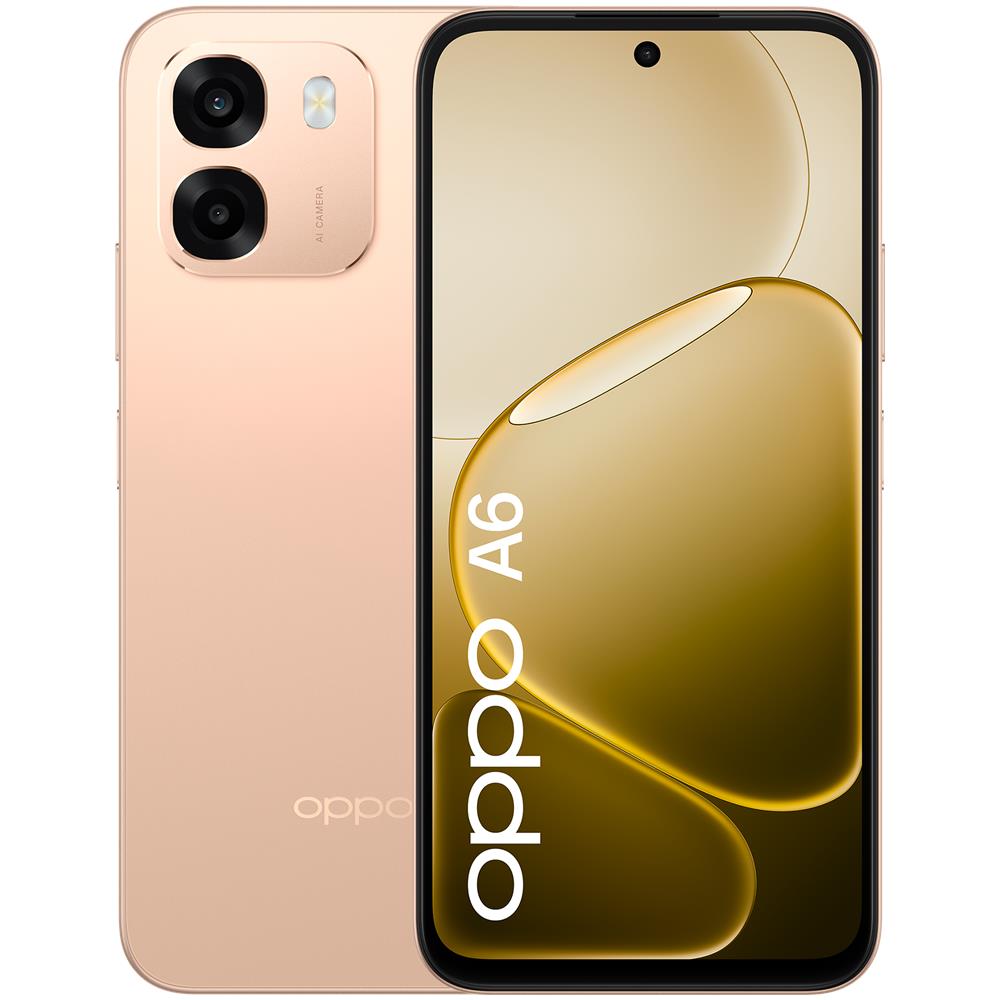 A6 4G 256GB 6GB Ram Dissplay 6.75” 120HZ IPS HD+ Main Camera 50MP+2, Selfie 8MP Dual nanoSim ColorOS 15 Snapdragon 685 6550mAh - Aurora Gold - Foto 1