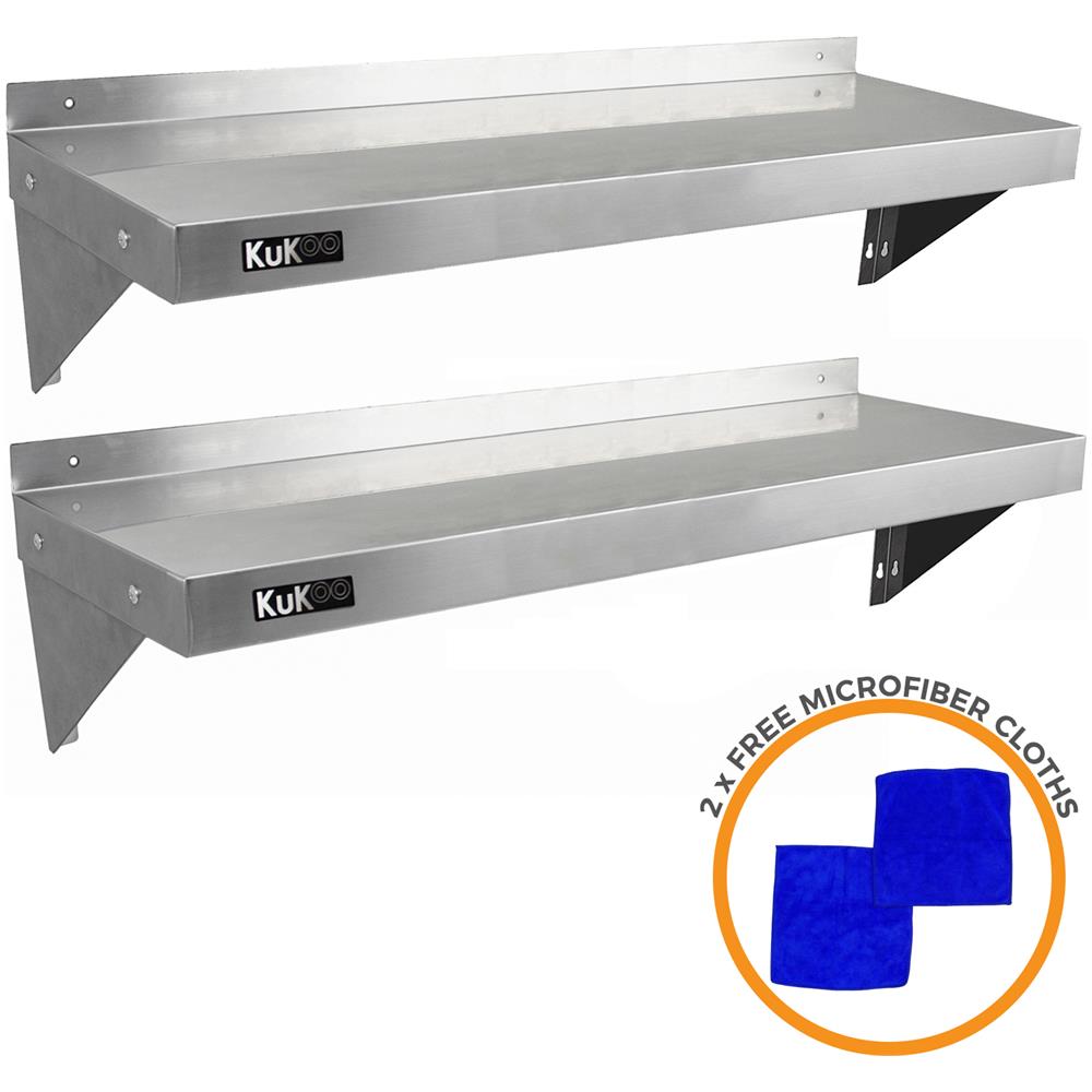 2 Mensole a Muro in Acciaio Inossidabile Inox per Cucina Commerciale Mensole a Parete per Ristoranti Catering Resistente alla Corrosione da 1250mm x 300mm - Foto 1