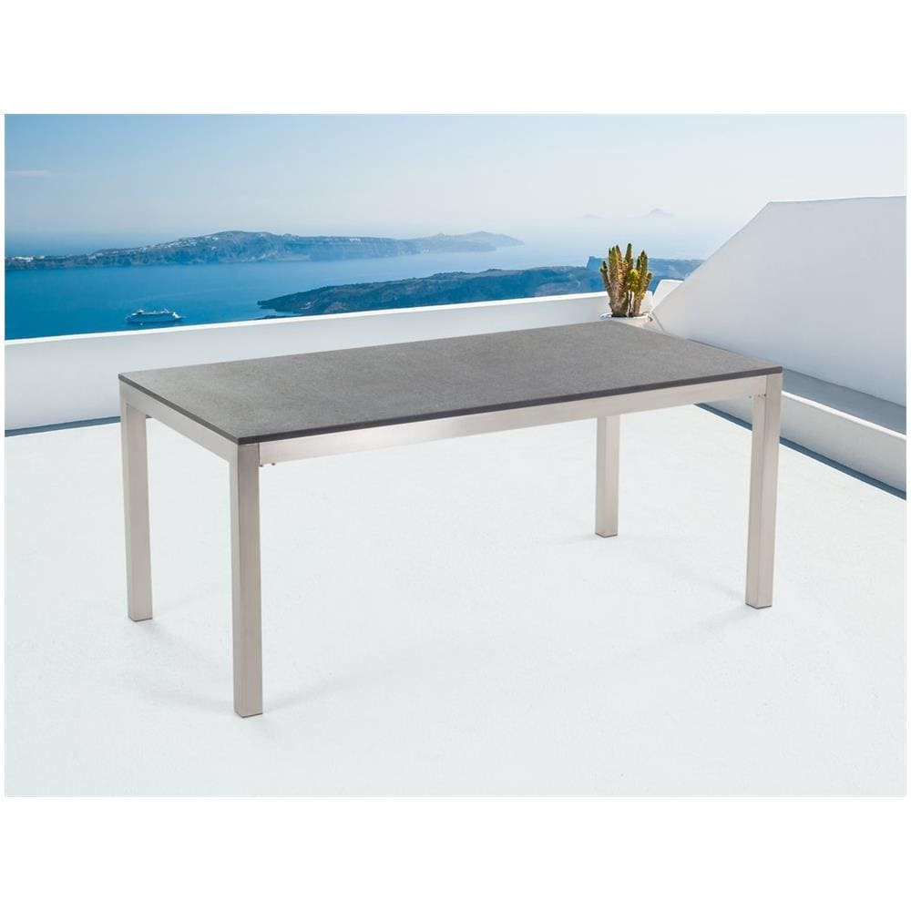 Tavolo Da Giardino In Acciaio E Lastra Di Basalto Nero Fiammato Grosseto - Foto 2