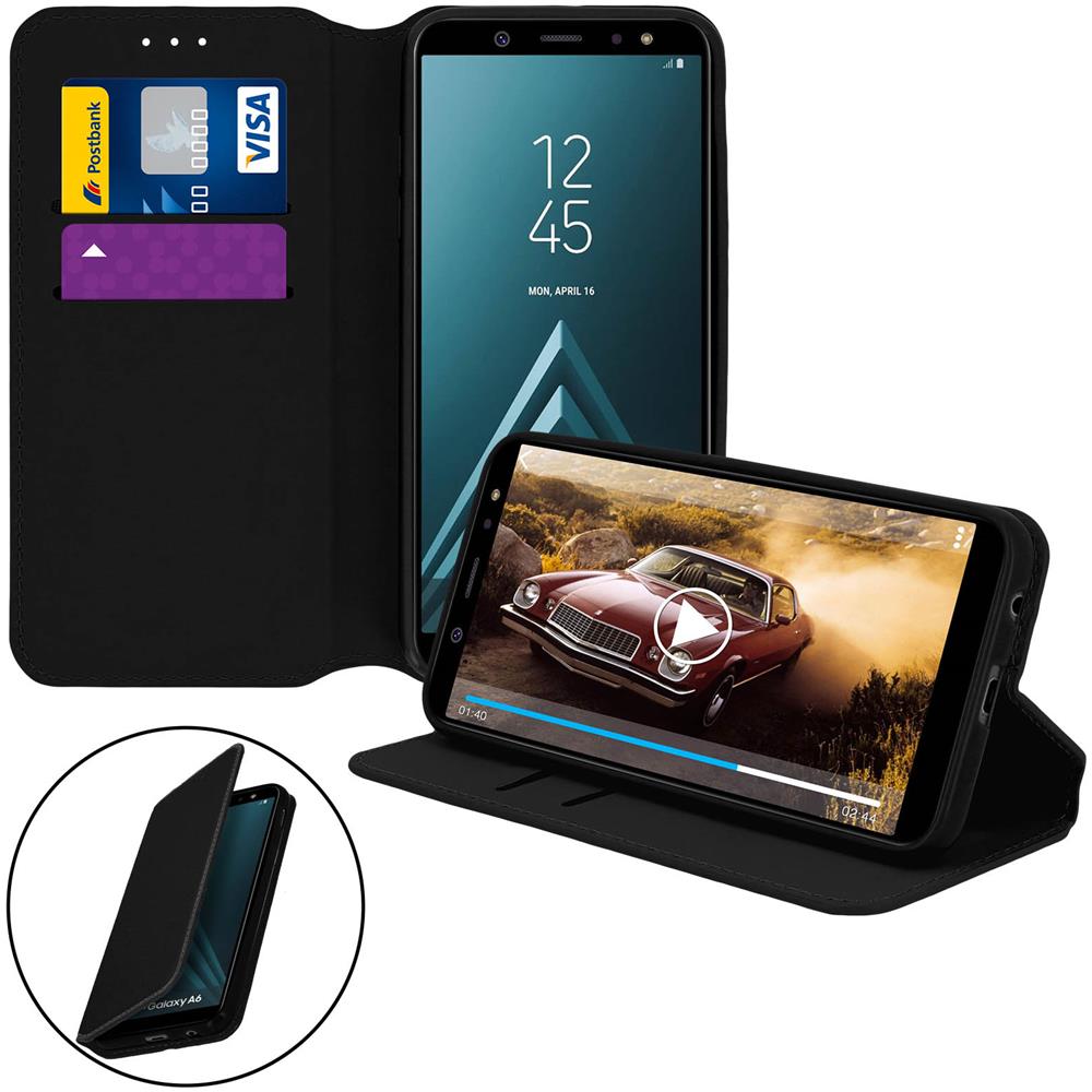 Custodia A Libro Samsung Galaxy A6 Portacarte Funzione Supporto - Nero - Foto 1