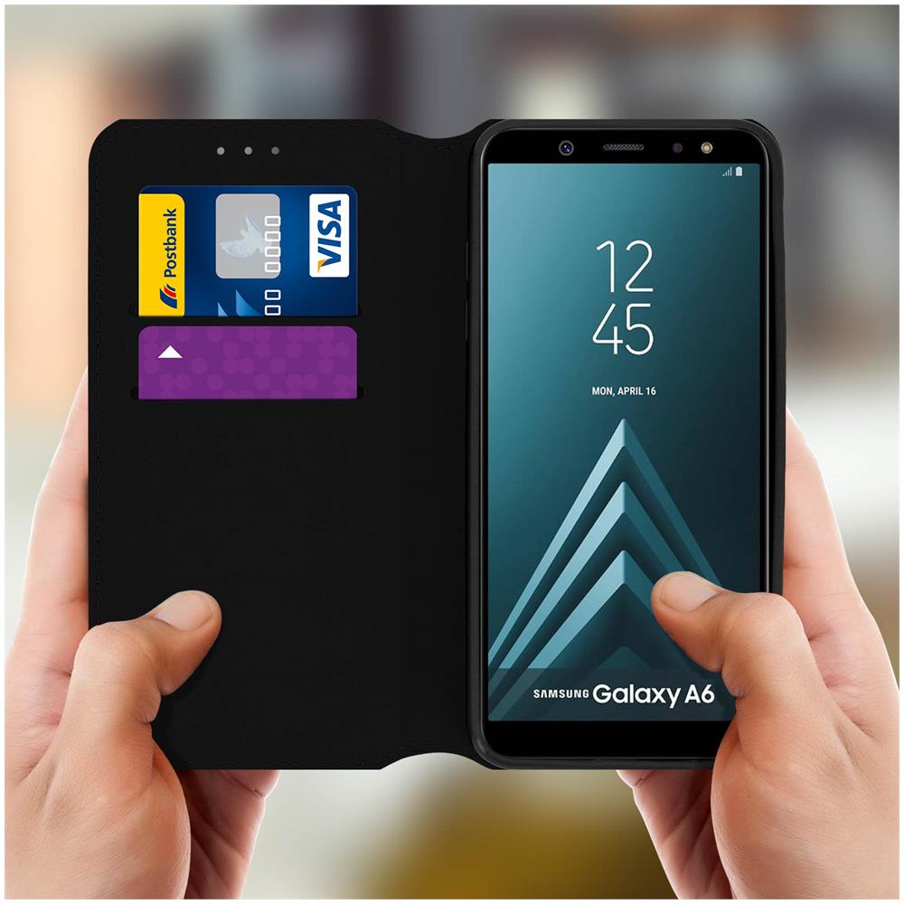 Custodia A Libro Samsung Galaxy A6 Portacarte Funzione Supporto - Nero - Foto 10