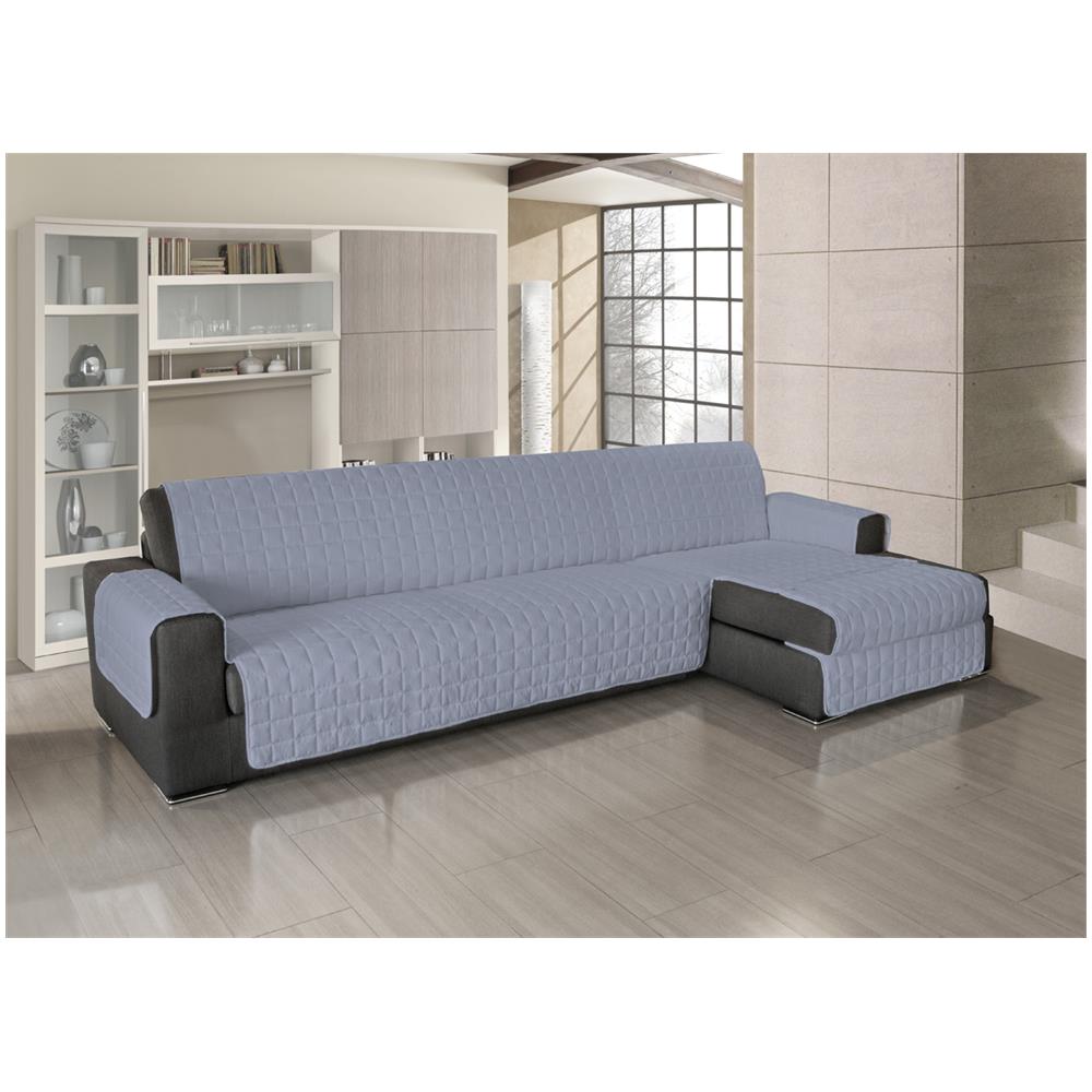 Copridivano Trapuntato Per Divani Con Penisola In Tinta Unita Colore Grigio 280-285 Cm Grigio - Foto 5