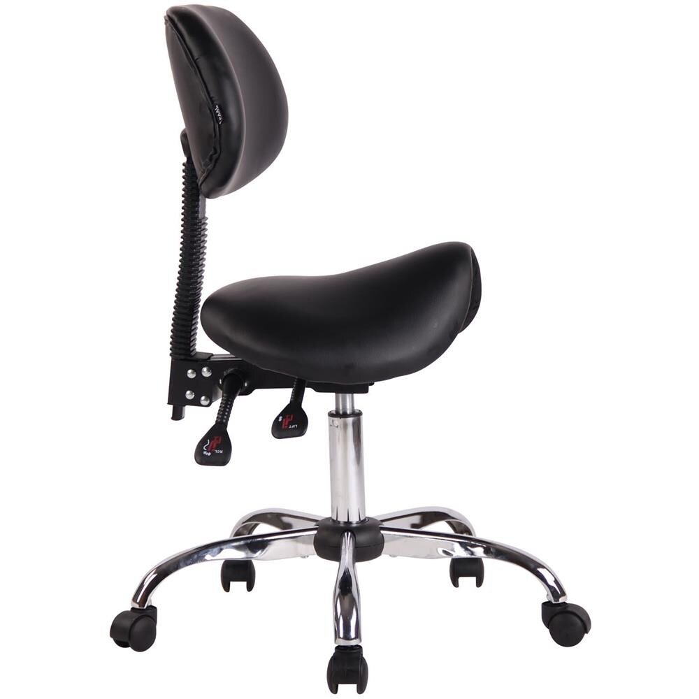 Sgabello Sella da Lavoro Stuttgart in Similpelle I Sedia Studio Ergonomica con Schienale Inclinabile I Sedia Ambulatorio con 5 Ruote Nero - Foto 1