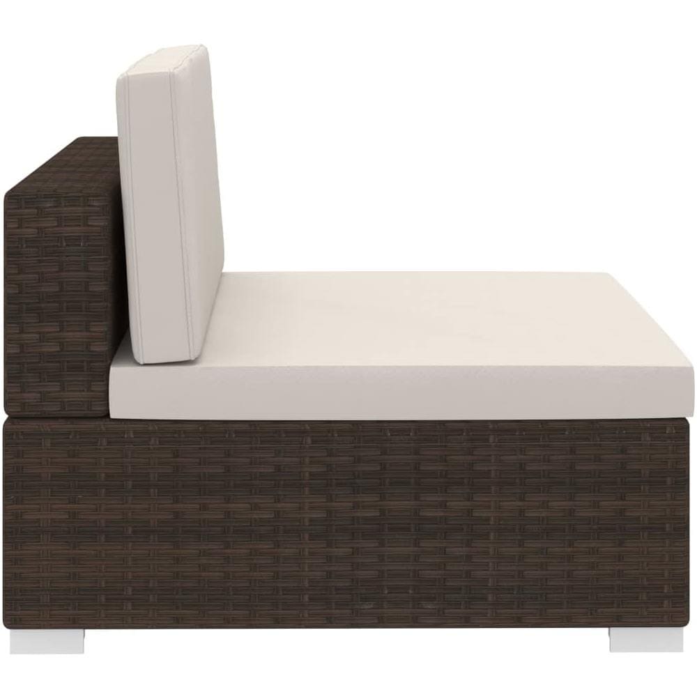 Set Divani Da Giardino 3 Pz Con Cuscini In Polyrattan Marrone - Foto 8