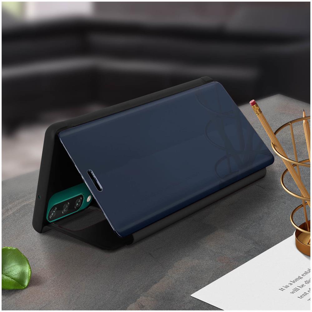 Custodia Huawei Y6p Sportellino Translucido Specchio Con Supporto Nero - Foto 2