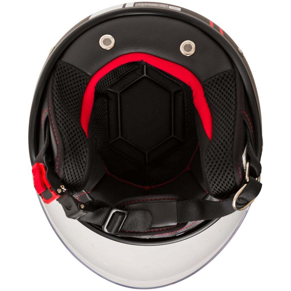 Casco Moto Jet Open Face Nero Lucido Grafica Bianca Doppia Visiera Omologato Xl - Foto 5