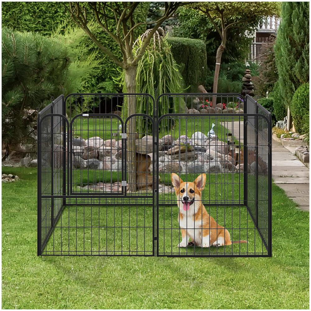 Recinto Modulare Per Cani Da Interno Ed Esterno In Metallo E Acciaio 8 Pannelli 79x100cm - Foto 8