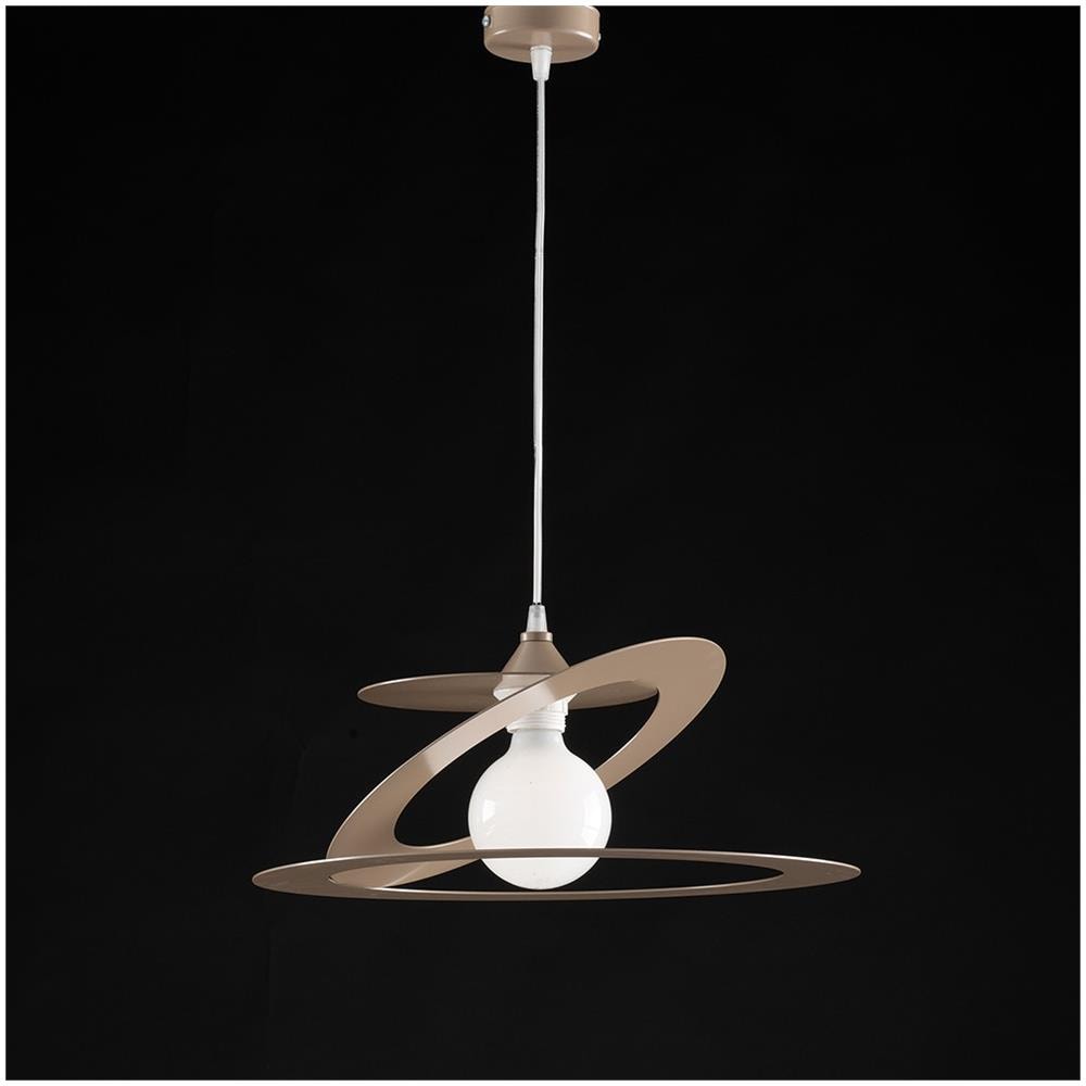Lampadario A Sospensione In Taglio Laser Ferro Tortora Una Luce Diametro 40x H18 Cm - Foto 1