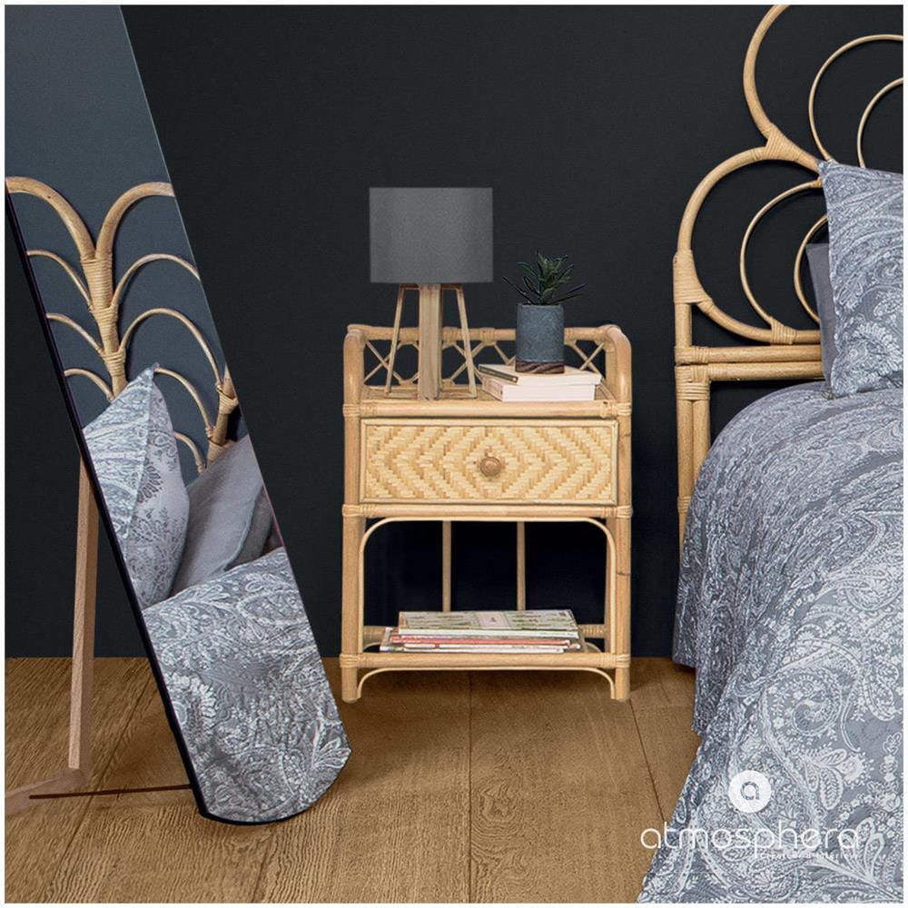 Tavolo In Rattan Per Camera Da Letto Aoni, Con Cassetto E Ripiano - Foto 7