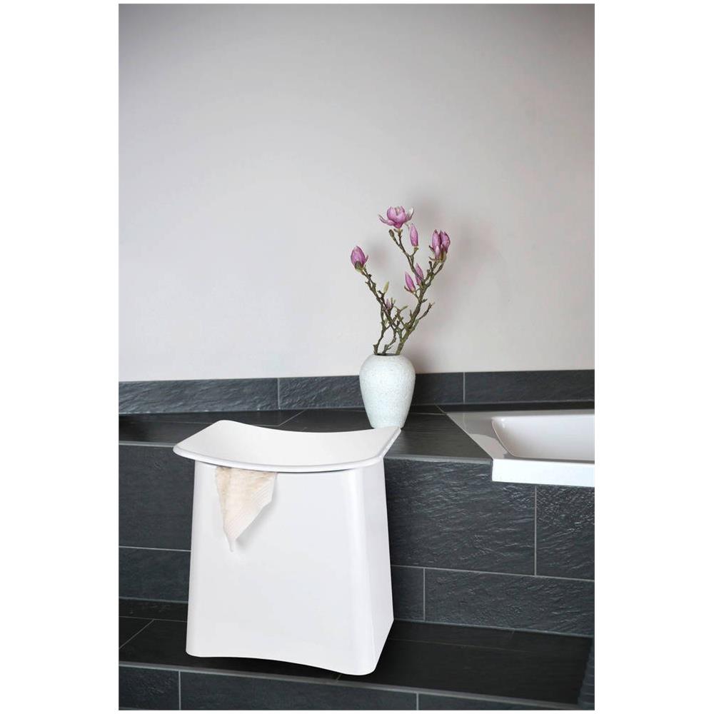Cestello Portabiancheria Con Sedile, Colore Bianco, 2in1, - Foto 7